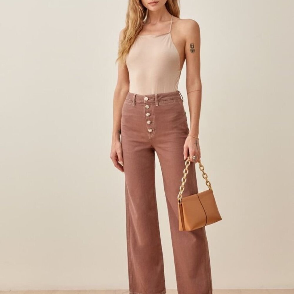 Reformation Lexi High Rise Wide Leg Jeans Oat // Size 28